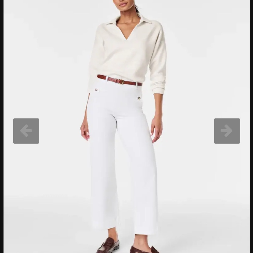 Spanx White Wide-Leg Cropped Pants